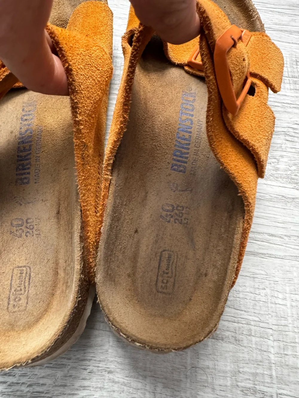 Birkenstock Kids Orange Suede Two-Buckle Sandals